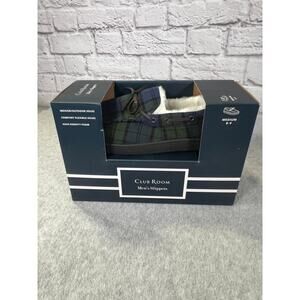 NEW Club Room Green Plaid Men's Slippers Size Medium 8-9